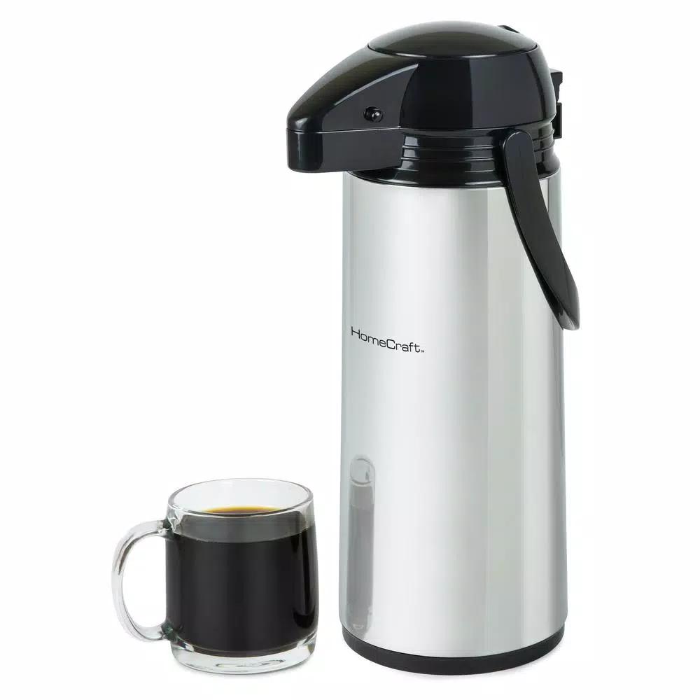 HomeCraft 12-Cup Stainless Steel Coffee Urn Dispenser, 2L Airpot Server