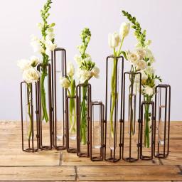 Two's Company Lavoisier 13 in. Dark Brown Hinged Flower Vase Set of 10 with Antiqued Rusted Finish thumbnail 1