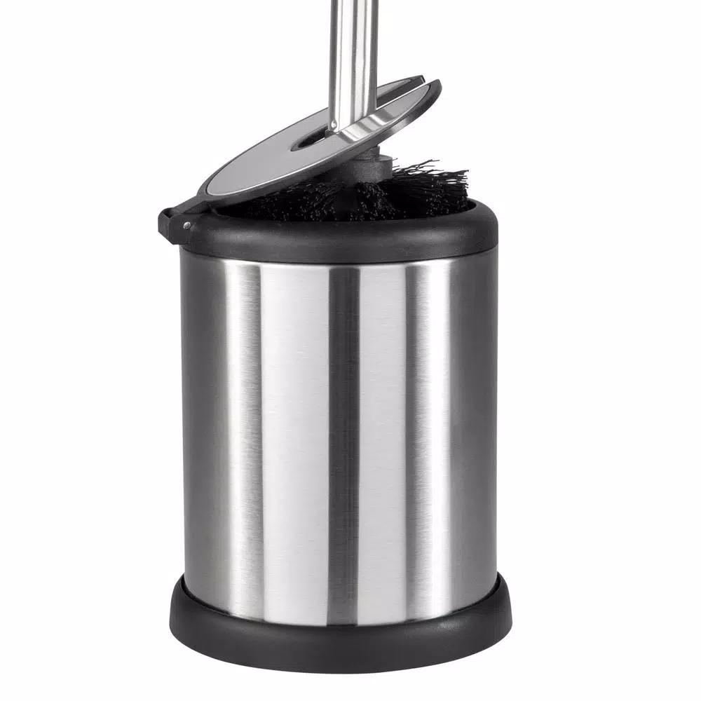Bath Bliss Stainless Steel Toilet Brush and Holder Set with Self-Closing Lid