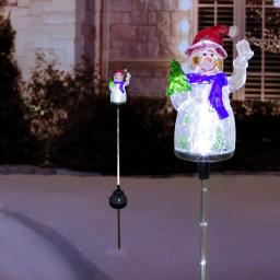 Alpine Corporation Solar Snowman Garden Stakes with Fiber Optic LED Lights, Set of 2 thumbnail 2