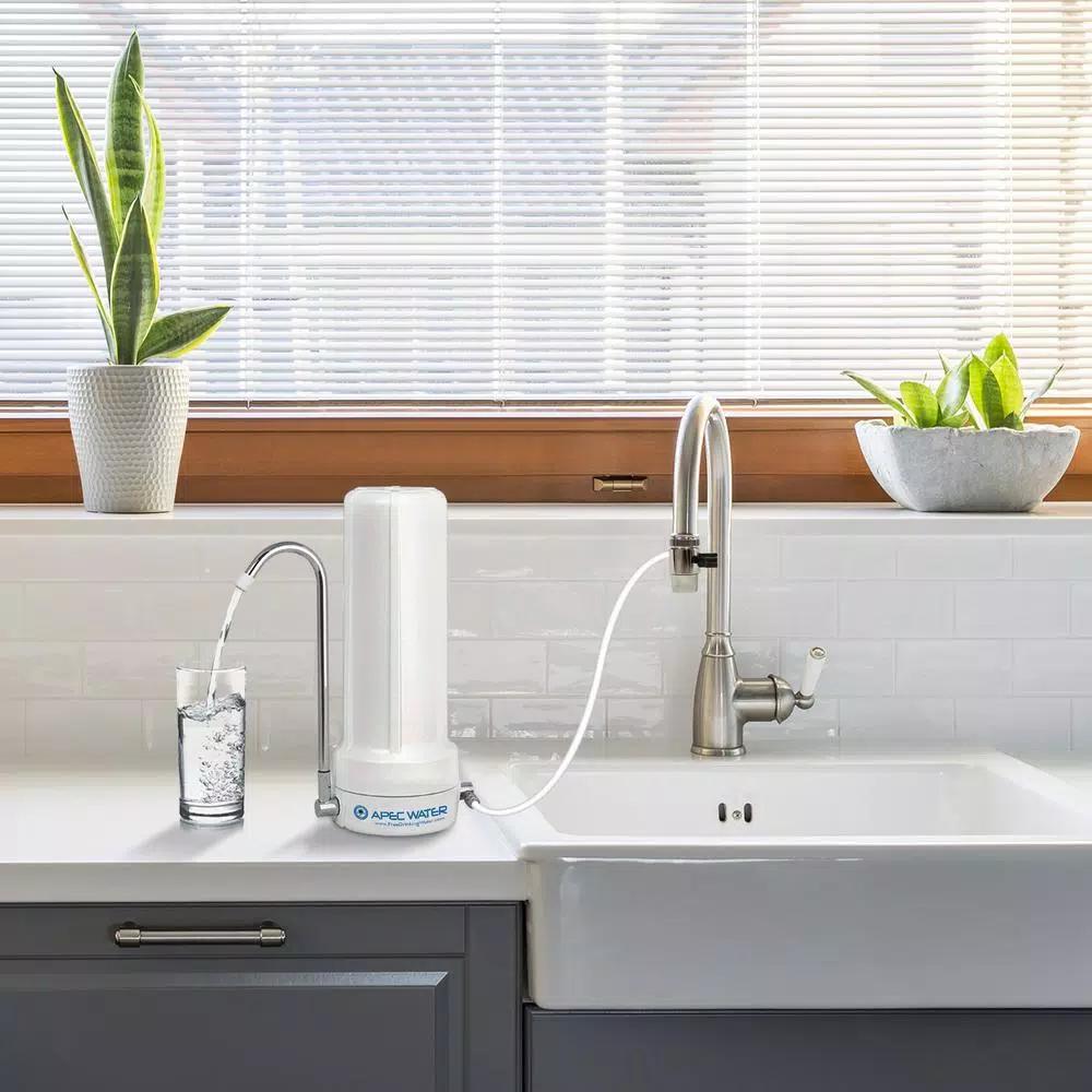 APEC Water Systems 4-in-1 Ceramic Countertop Water Filter System - Portable Drinking Water Purifier