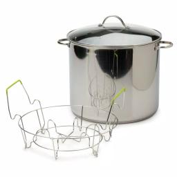 RSVP International Endurance 20 qt. Stainless Steel Water Bath Canner with Glass Lid and Rack thumbnail 3