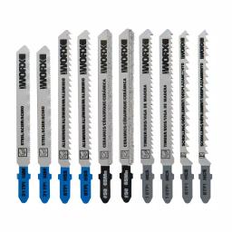 Worx T-Shank Jigsaw Blade Assortment Set, 10-Piece Multi-Purpose Kit for Worx Blade Runner and Rockwell thumbnail 1