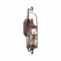 LITTON LANE Old World Riveted Burnished Bronze Iron Candle Sconce with Fleur-de-lis Motif thumbnail 1