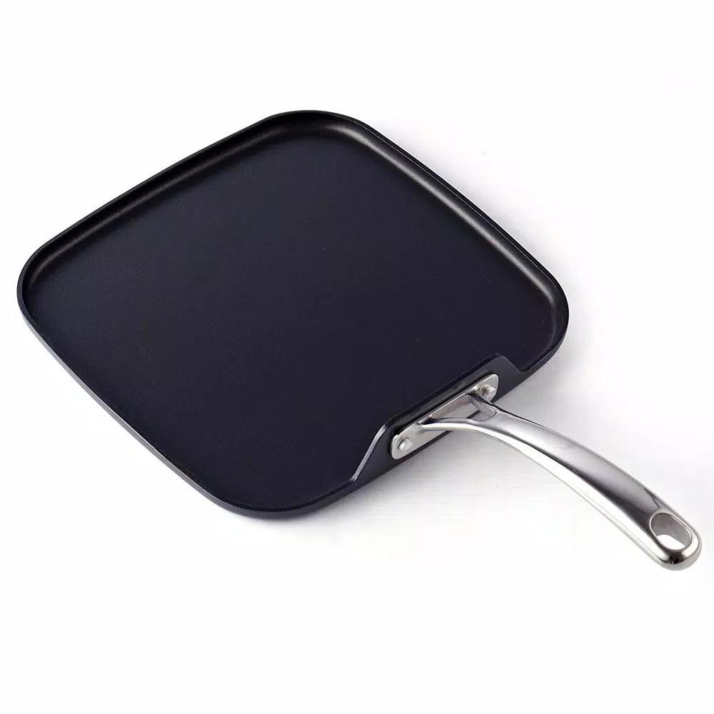 Cooks Standard 11 in. Hard-Anodized Aluminum Nonstick Square Griddle Pan, Black