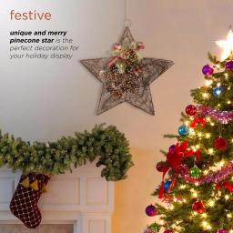Alpine Corporation 20 in. Rustic Pinecone Christmas Star Hanging Decor thumbnail 4