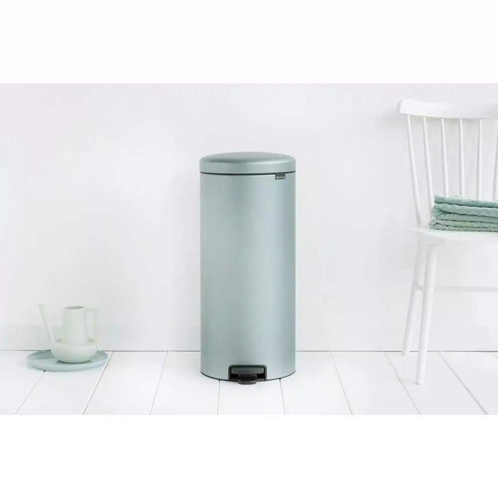 Brabantia 8 Gal. Metallic Mint Steel Step-On Trash Can