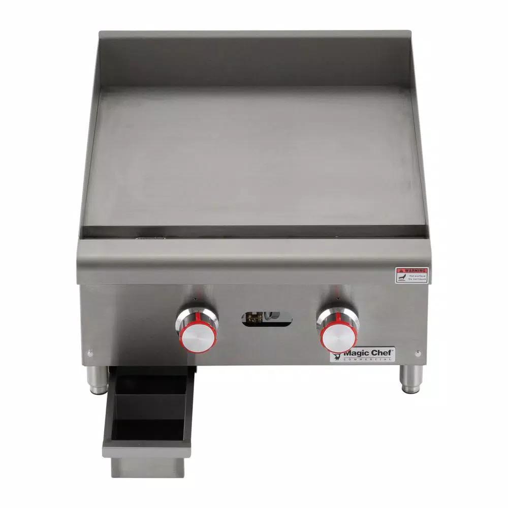 Magic Chef 24 in. Commercial Natural Gas Countertop Griddle, Stainless Steel