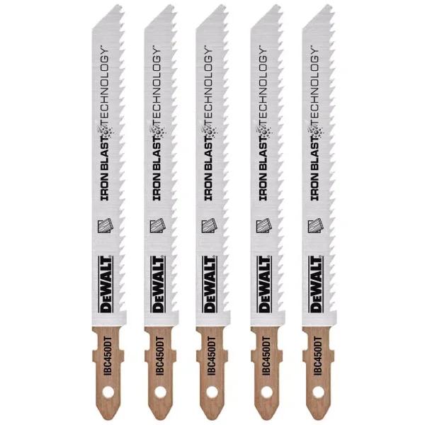 DEWALT 4 in. 10 TPI T-Shank Wood Down Cutting Jigsaw Blade (5-Pack)