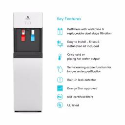 Avalon Self-Cleaning Bottleless Water Cooler Dispenser with Hot & Cold Water, White thumbnail 8