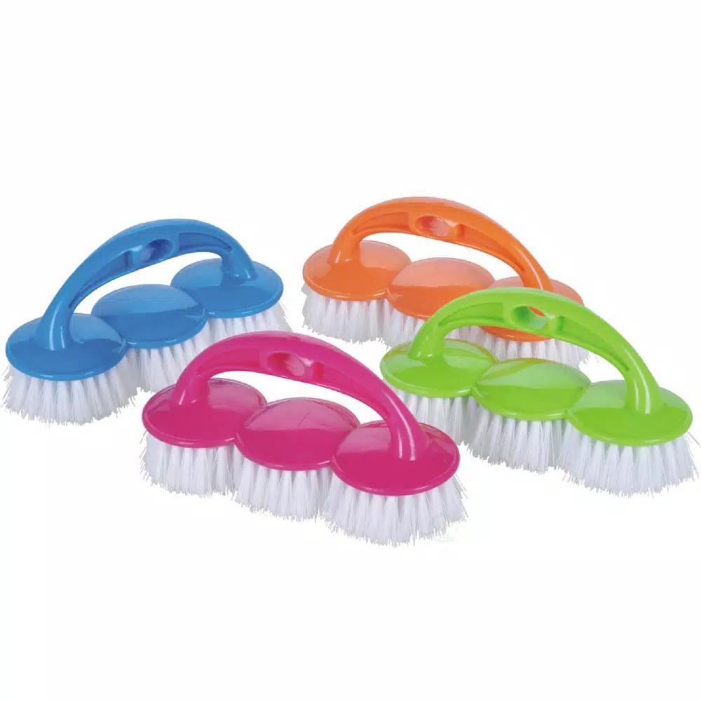 Basicwise Heavy Duty Multi-Color Scrub Brushes, 4-Set