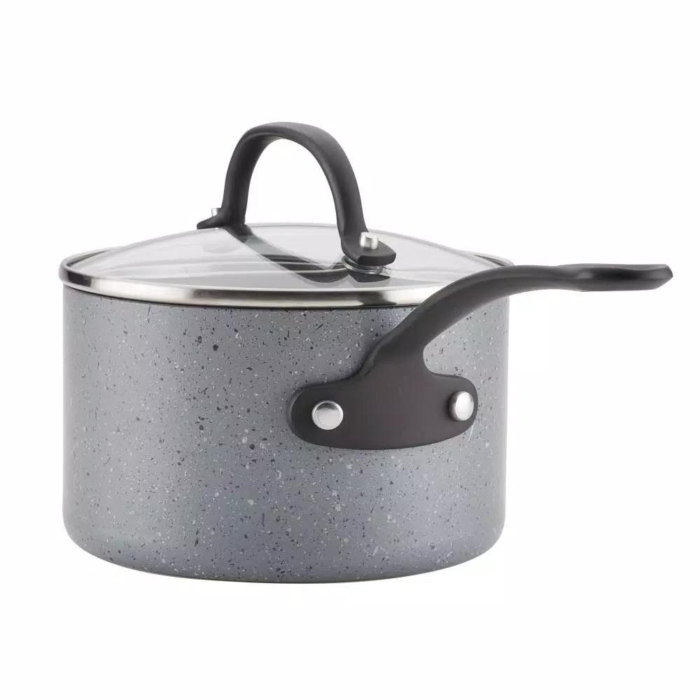 Farberware Quartz 10-Piece Nonstick Aluminum Cookware Set with Induction Base, Gray Speckle