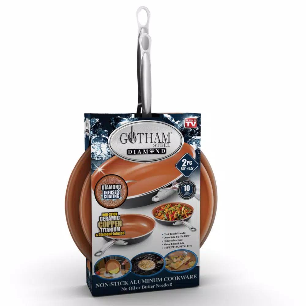 Gotham Steel 2-Piece Ti-Cerama Nonstick Aluminum Frying Pan Set, 8.5 in. and 9.5 in.