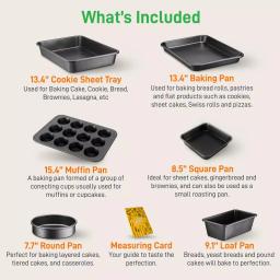 NutriChef 6-Piece Carbon Steel Non-Stick Baking Sheet Set, Rectangle Cookie Pans thumbnail 2
