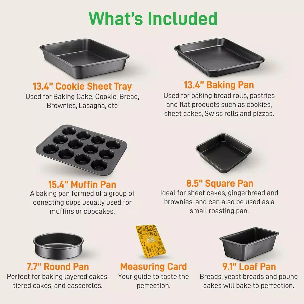 NutriChef 6-Piece Carbon Steel Non-Stick Baking Sheet Set, Rectangle Cookie Pans
