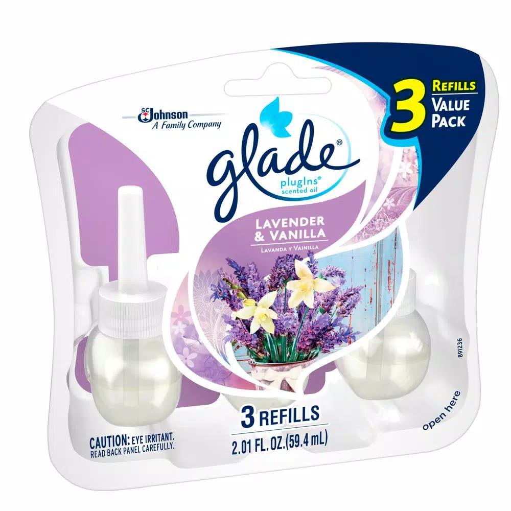 Glade PlugIns Scented Oil Air Freshener Refills, Lavender and Vanilla, 3-Pack