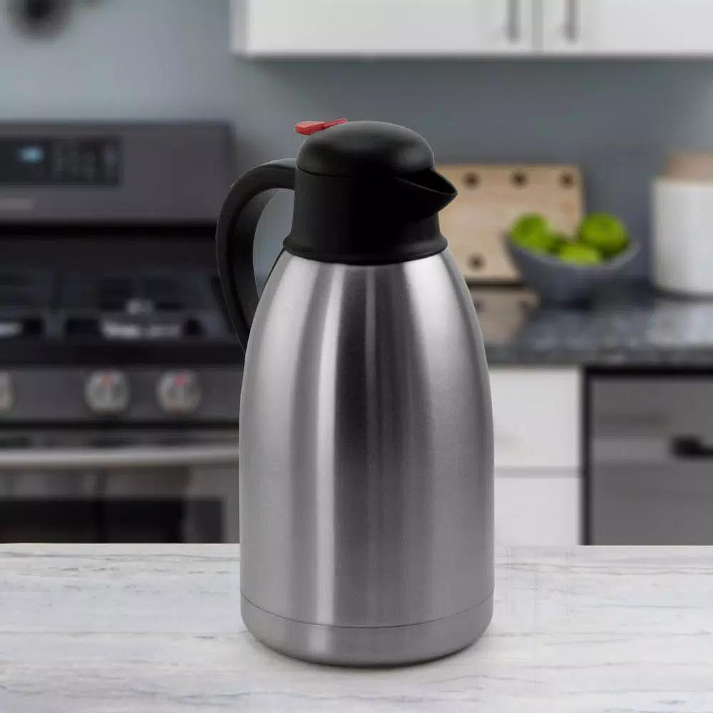 MegaChef 67.6 fl. oz. Stainless Steel Thermal Beverage Carafe with Black Lid