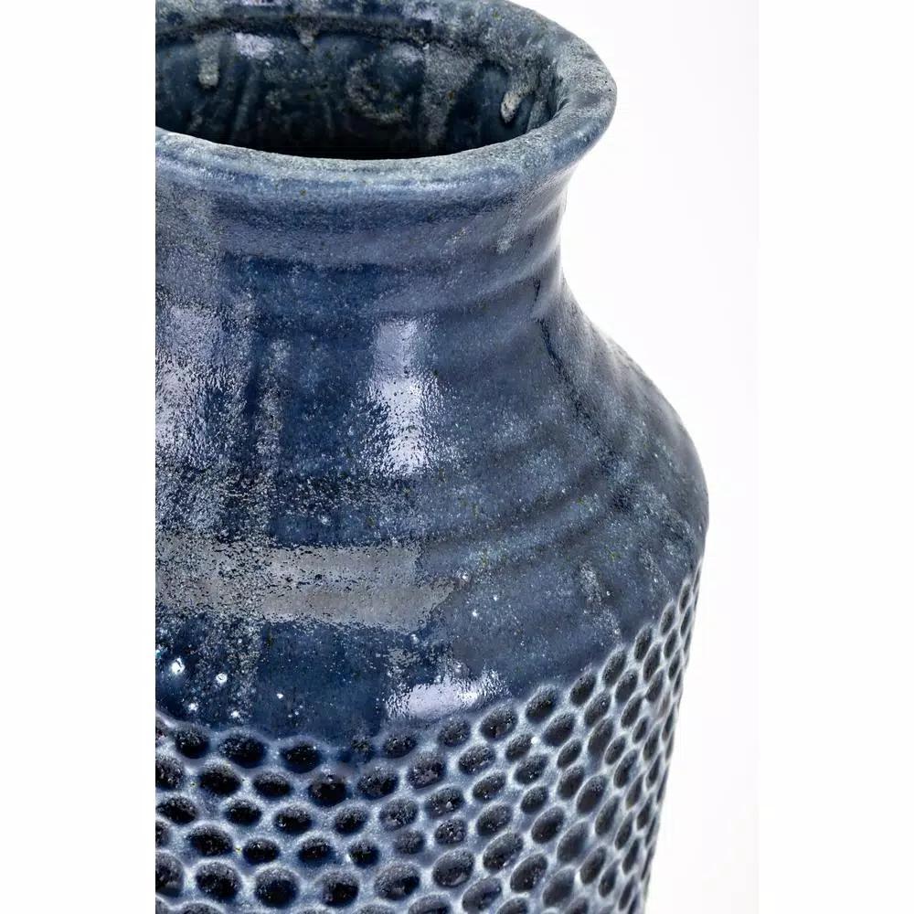 IMAX Skye Blue Large Ceramic Floor Vase - 18in Cylindrical Textured Vase