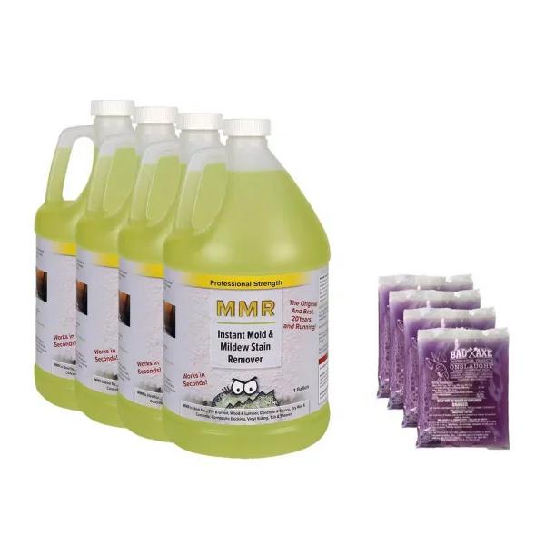 MMR Mold & Mildew Stain Remover and Onslaught Disinfectant 2-Step Combo Pack, 4 Gallons + Concentrate