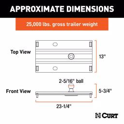 CURT Bent Plate 5th Wheel Rail Gooseneck Hitch with 2-5/16" Offset Ball thumbnail 6