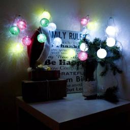 ALEKO 7 ft. 20-Light LED Multi-Color Cotton Ball String Lights, Battery Operated thumbnail 3