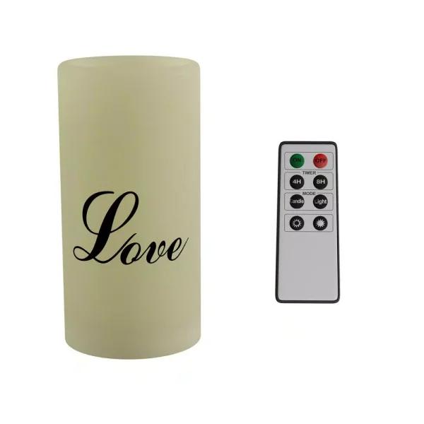 Lavish Home "Love" LED Flameless Candle with Remote Control, Vanilla Scented Real Wax
