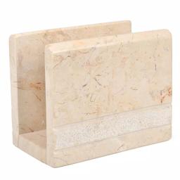 Creative Home Natural Beige Champagne Marble Napkin Holder - Hand Carved Elegant Tabletop Stand thumbnail 2