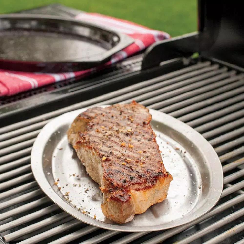 Nordic Ware 365 Grilling 7.875 in. Aluminum Sizzle and Serve Pan, Black and Stainless Steel