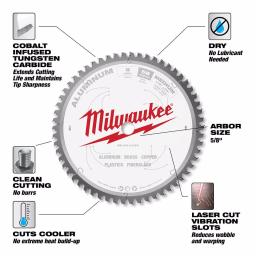 Milwaukee 8 in. 58T Carbide Teeth Aluminum and Metal Cutting Circular Saw Blade thumbnail 3