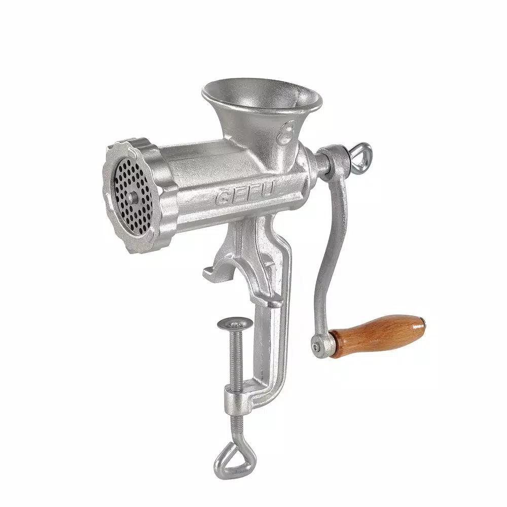 GEFU Manual Cast Steel Meat Mincer with Stainless Steel Blade and Wood Handle