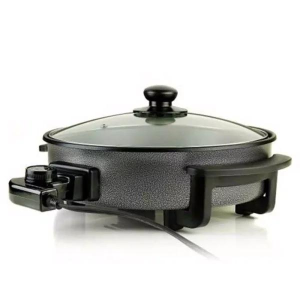 Ovente 12-Inch Electric Skillet, 1400W Non-Stick Aluminum Pan with Tempered Glass Lid