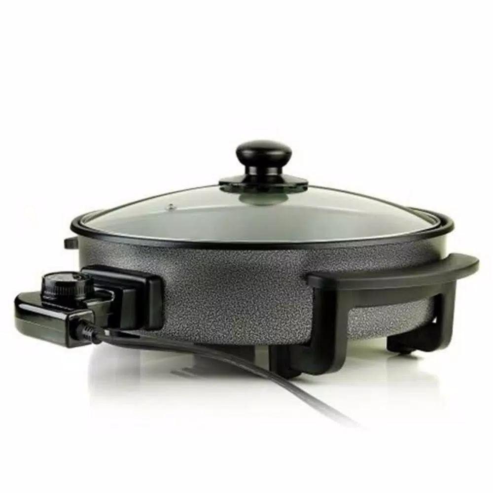 Ovente 12-Inch Electric Skillet, 1400W Non-Stick Aluminum Pan with Tempered Glass Lid