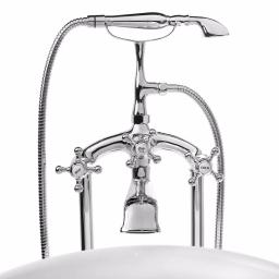 AKDY 3-Handle Freestanding Claw Foot Tub Filler with Telephone Hand Shower, Chrome thumbnail 6