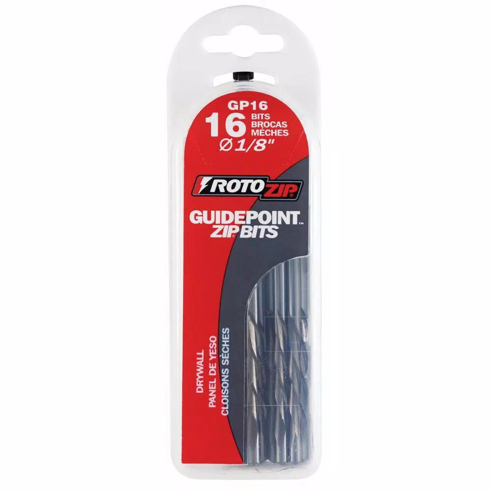 Rotozip Guide Point Drywall Zip Bit 1/8 in. Cutting Bits, 16-Piece Set