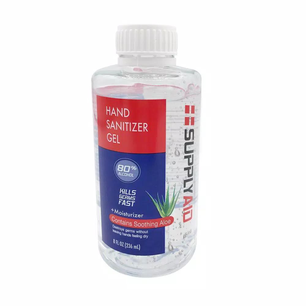 SupplyAID 8 oz. Hand Sanitizer Gel with 80% Ethyl Alcohol and Soothing Aloe Vera