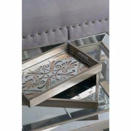 A & B Home Greta Rectangular Glass and Wood Natural Large Trays, Set of 2 thumbnail 2