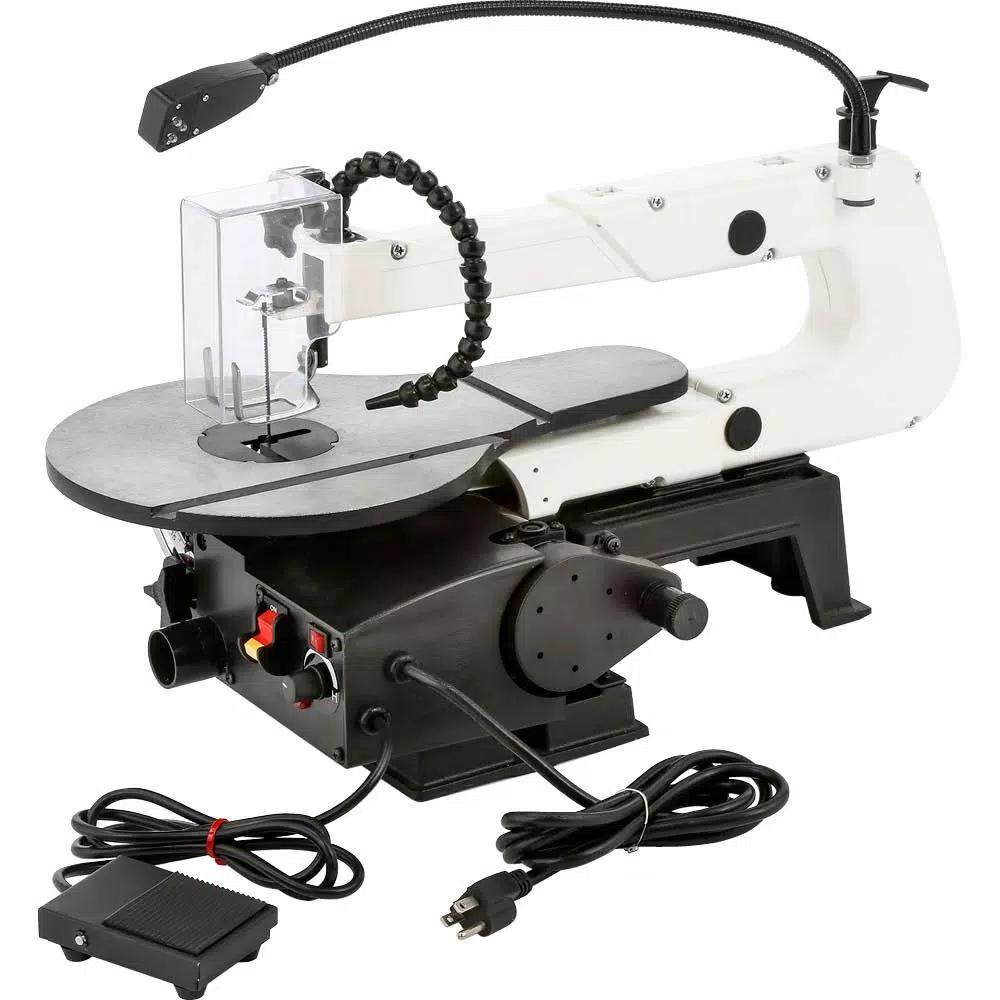 Shop Fox 16 in. Variable Speed Scroll Saw with Foot Switch, LED Light, and Rotary Shaft Attachment