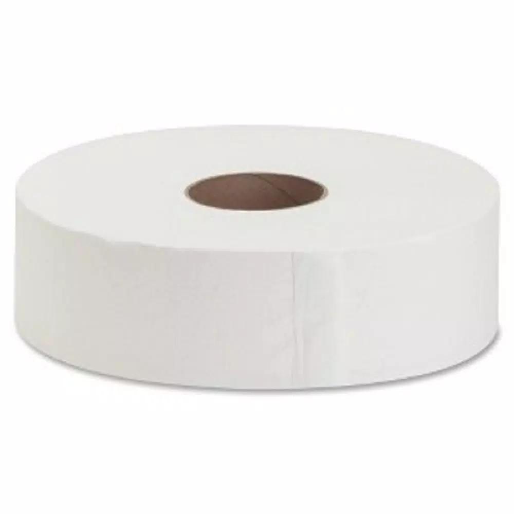 Genuine Joe White Fiber Jumbo Roll Bath Tissue 2-Ply, 100% Recycled Fiber (6 Rolls per Carton)