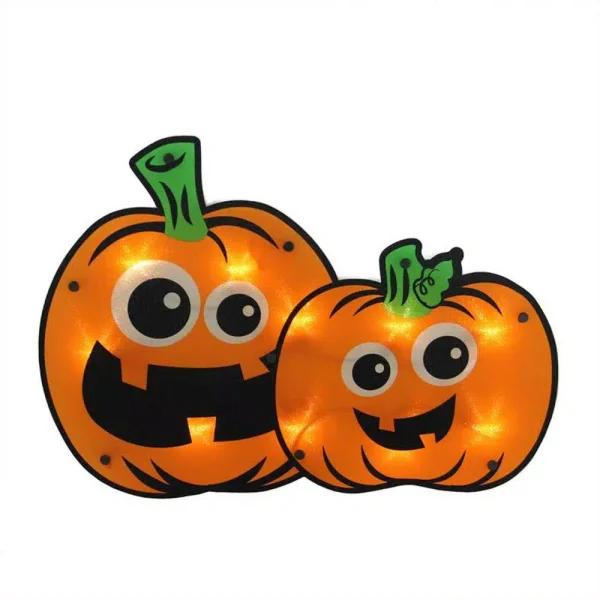 Northlight 11.5 in. Lighted Jack-O-Lantern Pumpkin Couple Window Silhouette Decor