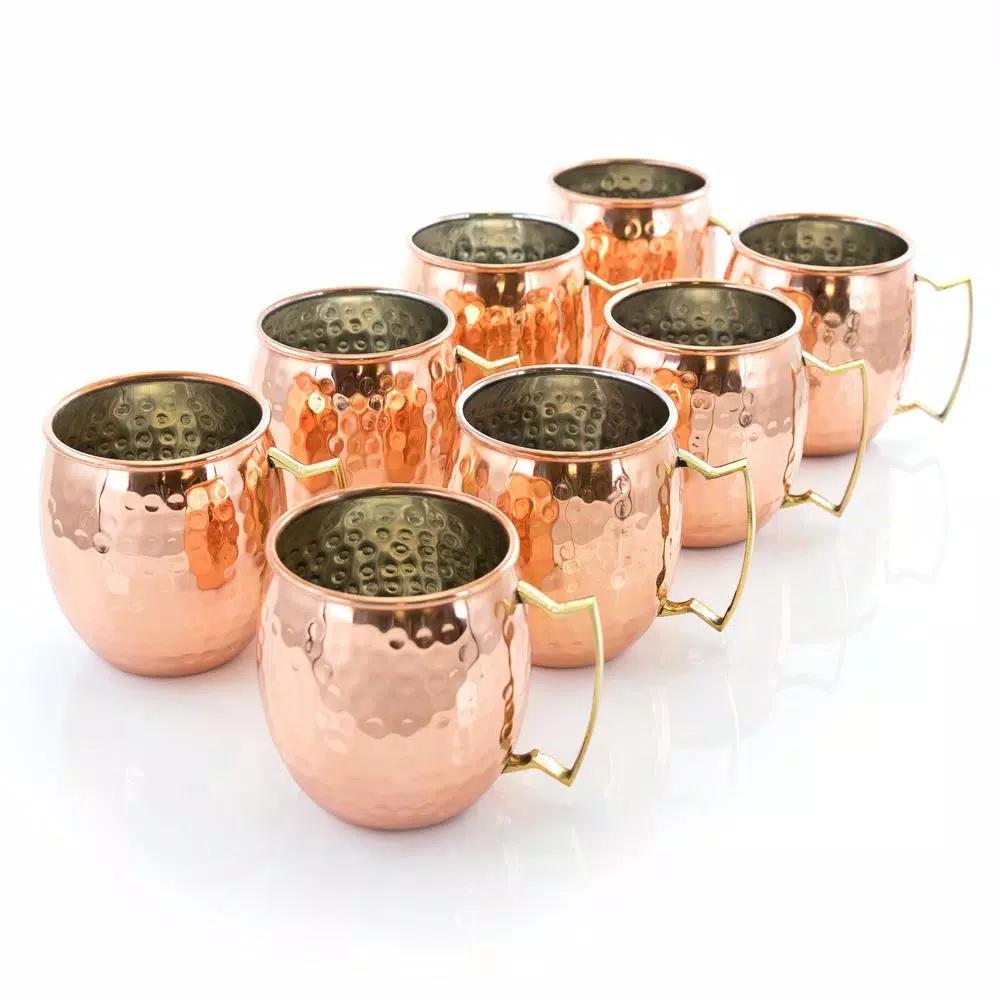 Gibson Elite 18 oz. Hammered Brass Copper Mule Mugs, 8-Piece Set