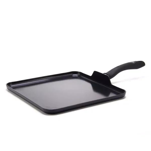 GreenLife Diamond 11 in. Aluminum Ceramic Nonstick Square Griddle, Black