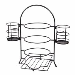 Creative Home 3-Tier Black Iron Buffet Caddy Serving Rack with Napkin and Flatware Holders thumbnail 1