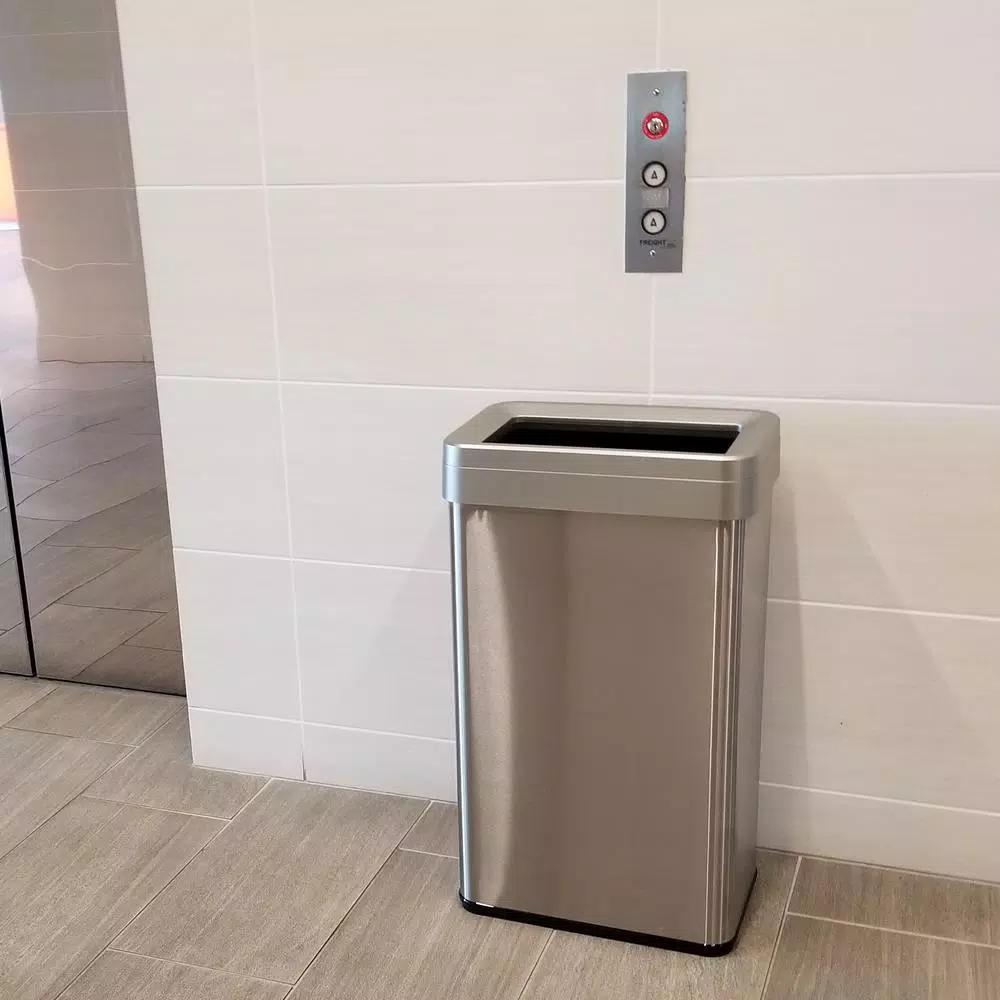 iTouchless 18 Gal. Stainless Steel Slim Open Top Commercial Trash Can with Dual Odor Filters