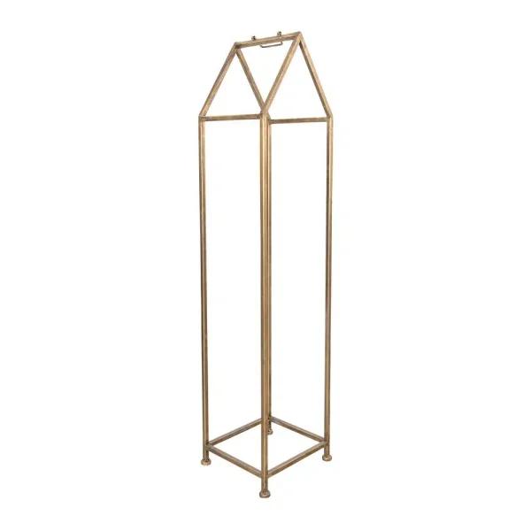 3R Studios Modern Gold House Shaped Metal Firewood Holder - Tall Vertical Wood Storage Rack