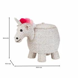 StyleWell White Unicorn Water Hyacinth Woven Decorative Basket with Lid thumbnail 2