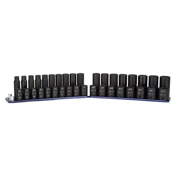 Capri Tools 36-Piece 1/2 in. Drive Metric Impact Socket Set with Billet Aluminum Rail