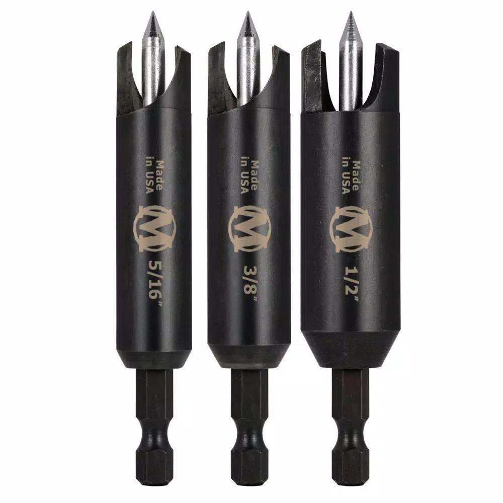 Montana Brand Self-Centering Plug Cutter Set, 3-Piece, 5/16 in., 3/8 in., 1/2 in.