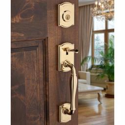 Baldwin Prestige Wesley Single Cylinder Door Handleset with Alcott Knob, Lifetime Polished Brass thumbnail 8