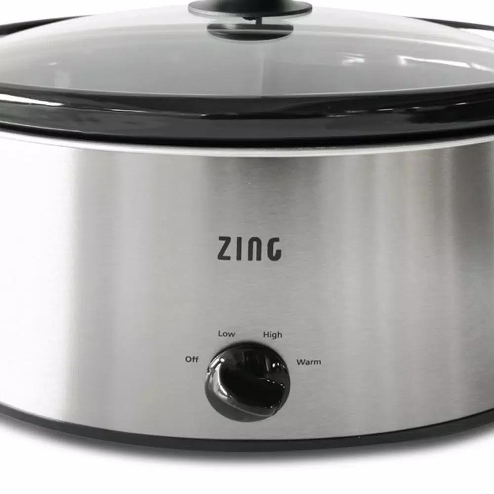 Zing 8 Qt. Oval Stainless Steel Slow Cooker with Glass Lid and Removable Stoneware