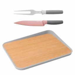 BergHOFF Leo 3-Piece Carving Set with Bamboo Cutting Board, Carving Knife and Fork thumbnail 1